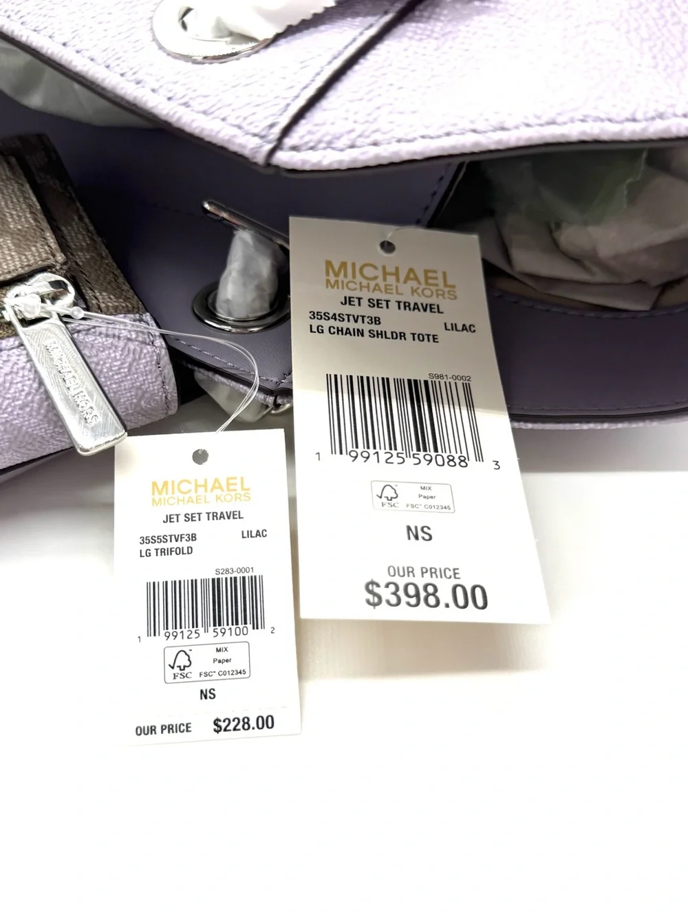 Michael Kors Jet Set Large Signature Logo Shoulder Bag w Matching Trifold Wallet